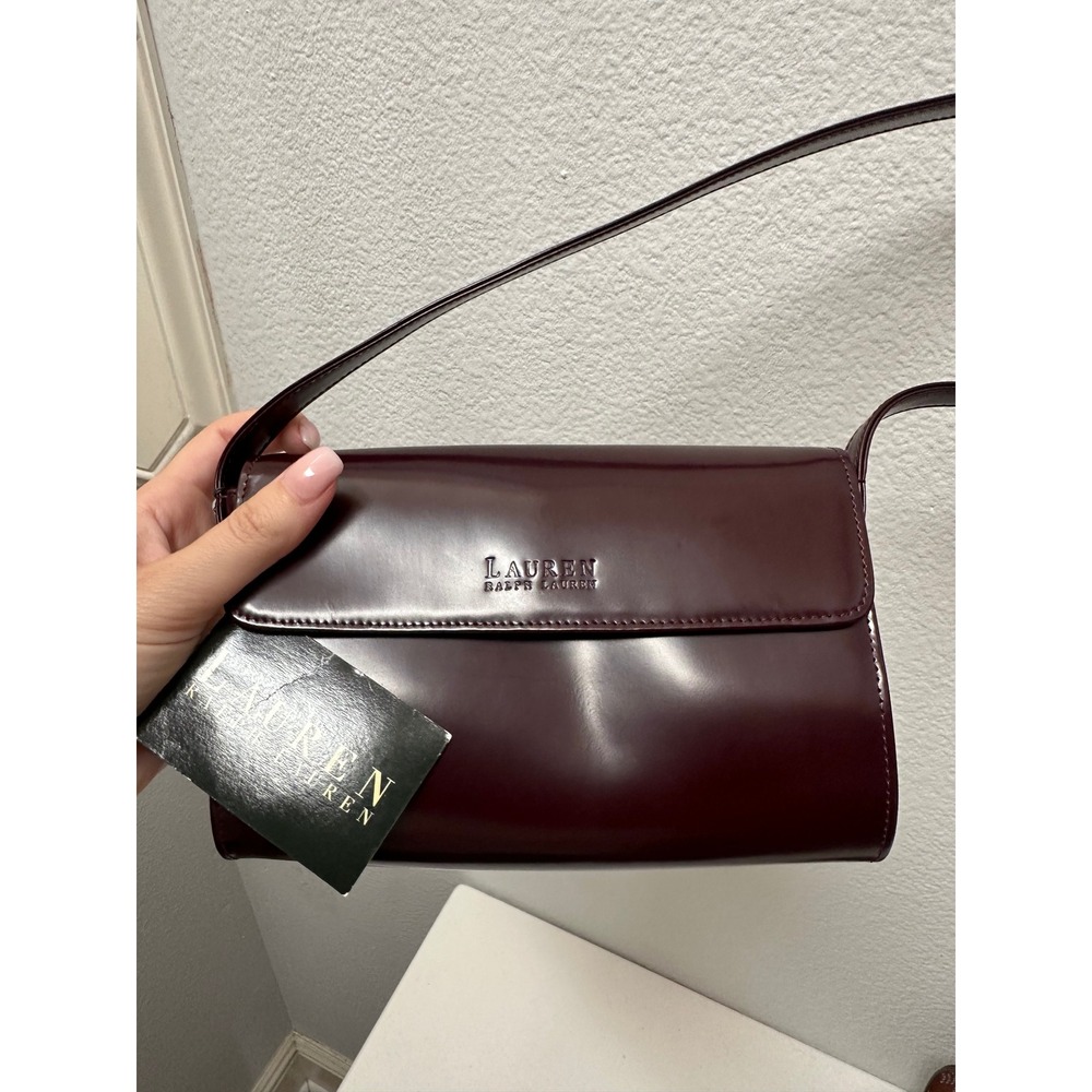 Lauren Ralph Lauren Burgundy Berry Shoulder Bag Flap Purse NWT Vintage Style - Picture 2 of 6